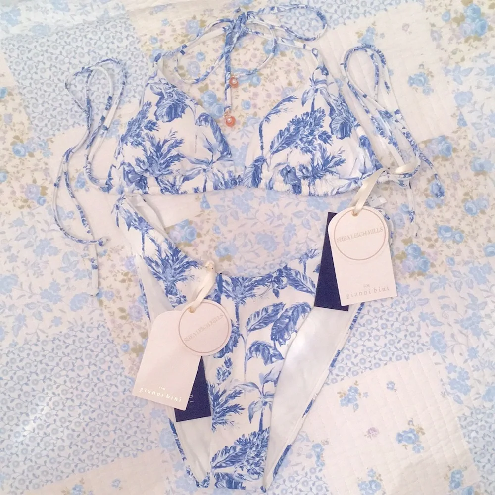 NWT!🌊 Gianni Bini x Shea Leigh Mills Waterloo Blue White Bikini Set* M! Rare✨ - Picture 7 of 12